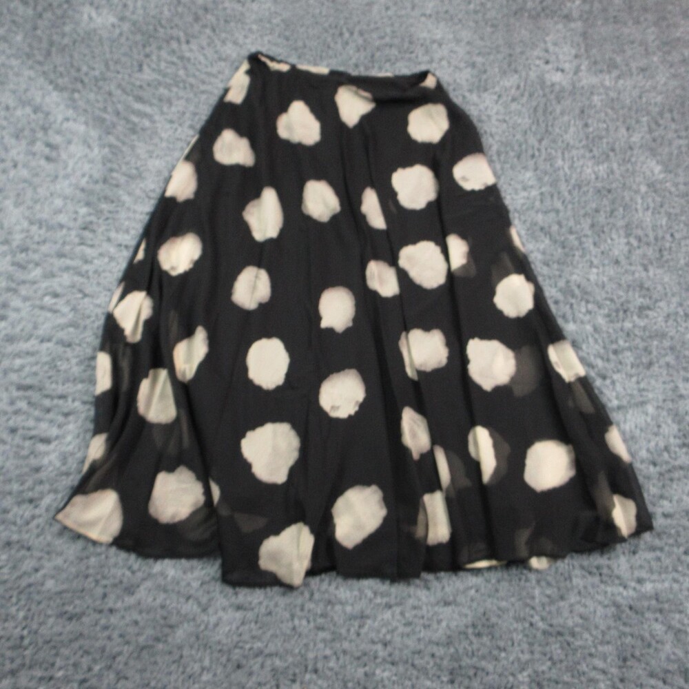 Topshop Skirt Womens 8 Black Chiffon Full Maxi Mono Spot Polka Dot Lined NWOT